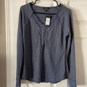 Women’s Miss Me waffle knit long sleeve top